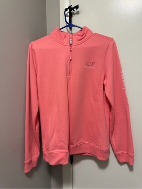 Vineyard Vines Coral Pink Quarter-Zip Pullover